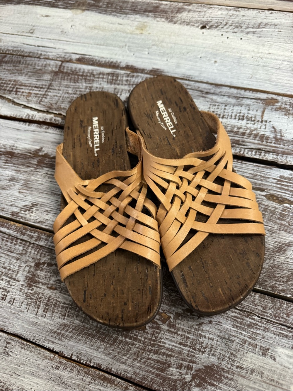 Merrell Women's Woven Slide Sandals in Light Brown